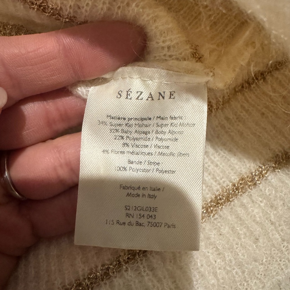 Sezane Gaspard Cardigan in Ecru/Gold - Picture 5 of 10